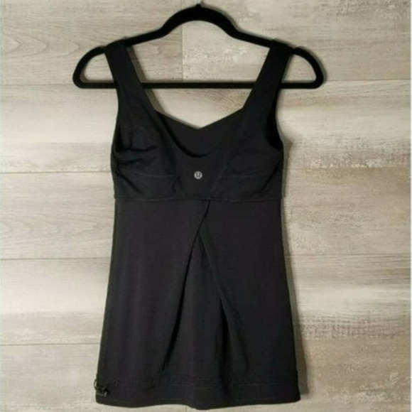 Lululemon Run Tame Me Tank Top Black Cinch Waist Athletic Workout Top Size 4 - Picture 3 of 5